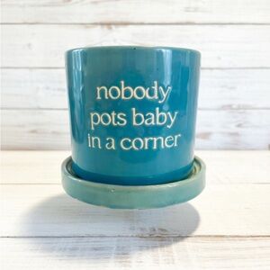 Ceramic Plant Pot with Attached Saucer